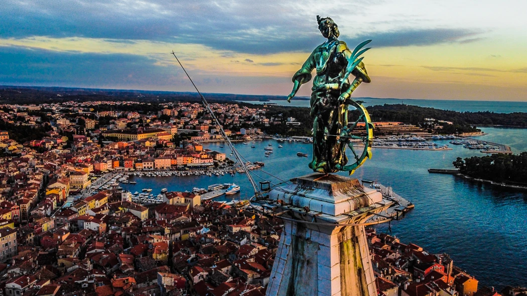 The statue atop St Euphemia’s bell tower overlooking Rovinj