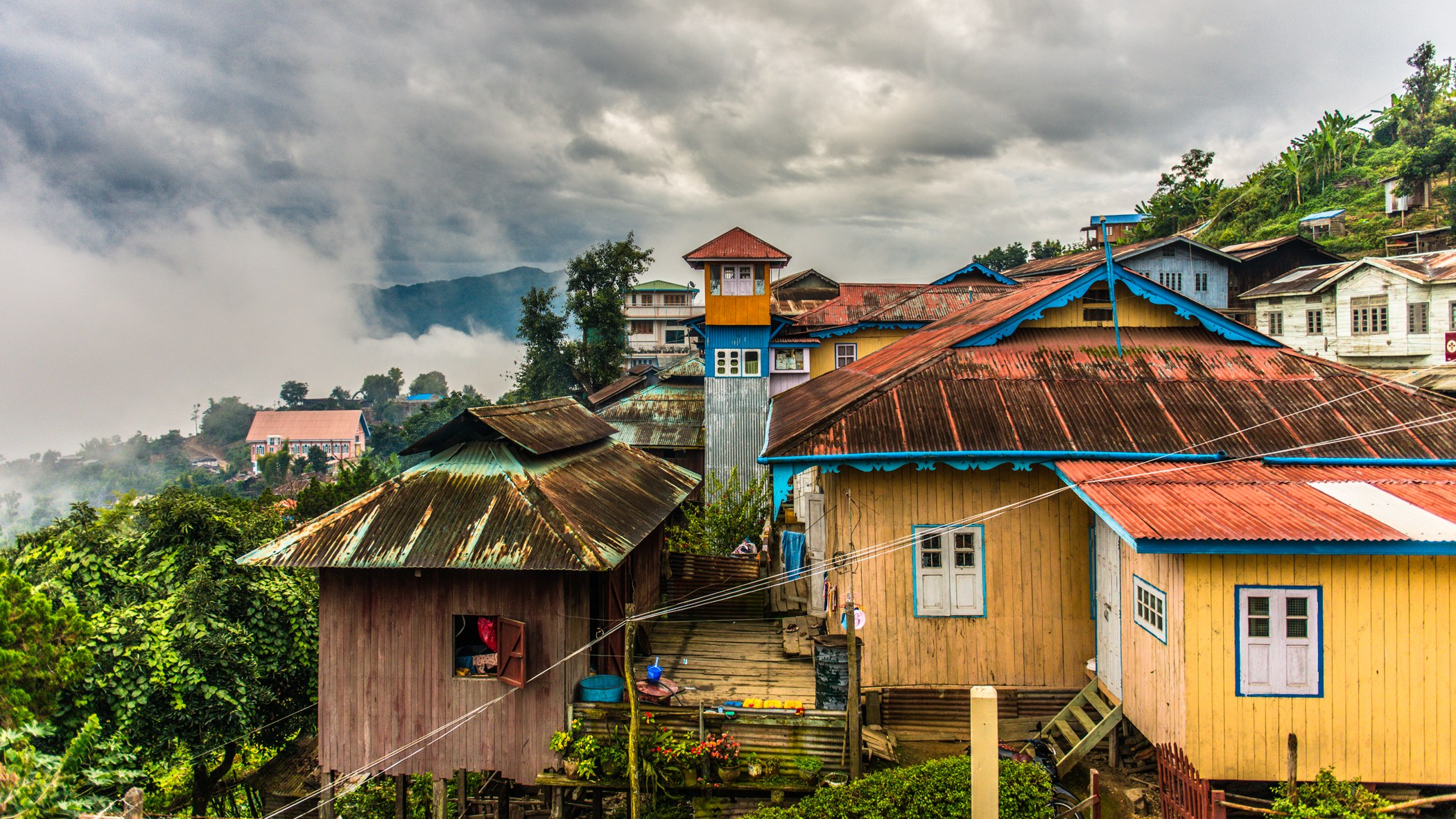 Hillside Houses in the Clouds — Myanmar